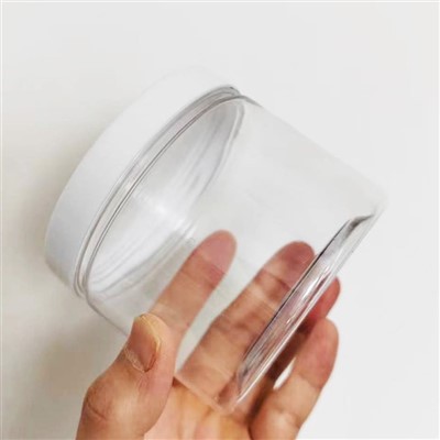 Barattoli in plastica trasparente da 450 ml con coperchi bianchi